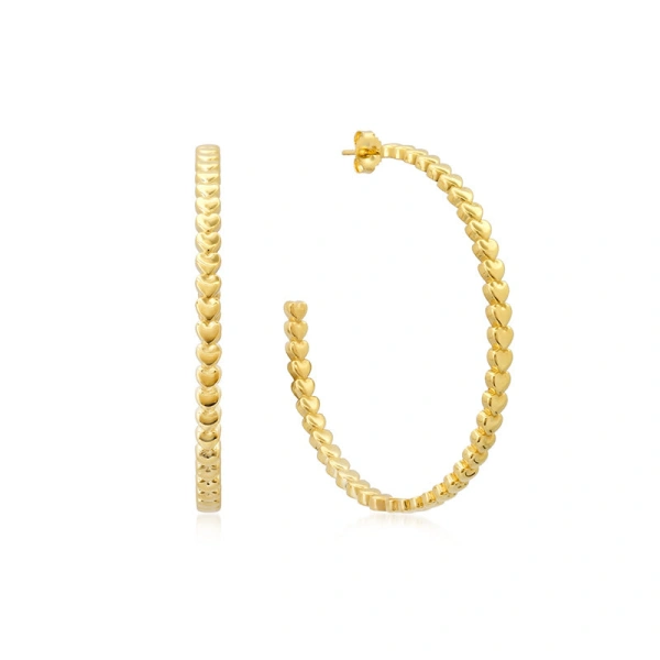 Jennifer Meyer Medium Heart Hoops in 18K Yellow Gold | Fine Earrings | Coveti