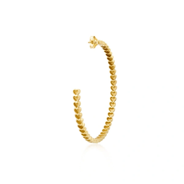 Jennifer Meyer Medium Heart Hoops in 18K Yellow Gold | Fine Earrings | Coveti