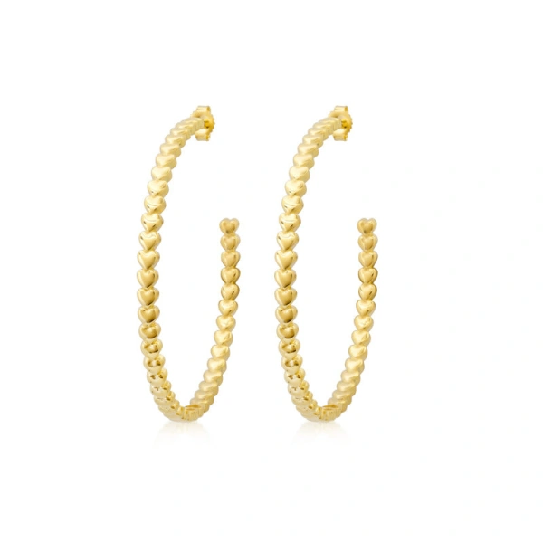 Jennifer Meyer Medium Heart Hoops in 18K Yellow Gold | Fine Earrings | Coveti