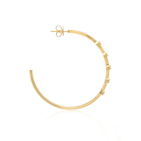 Jennifer Meyer Medium Hoops with 5 Illusion Set Diamonds in 18K White Gold | Fine Earrings | Coveti
