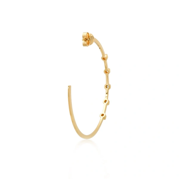 Jennifer Meyer Medium Hoops with 5 Illusion Set Diamonds in 18K White Gold | Fine Earrings | Coveti