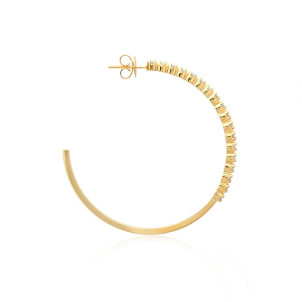 Jennifer Meyer Medium Hoops with Illusion Set Diamonds in 18K Yellow Gold | Fine Earrings | Coveti