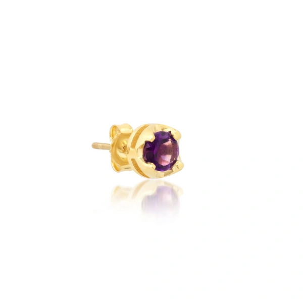 Jennifer Meyer Medium Illusion Set Amethyst Studs in 18K Yellow Gold | Fine Earrings | Coveti