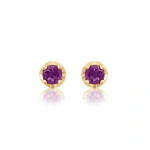 Jennifer Meyer Medium Illusion Set Amethyst Studs in 18K Yellow Gold | Fine Earrings | Coveti