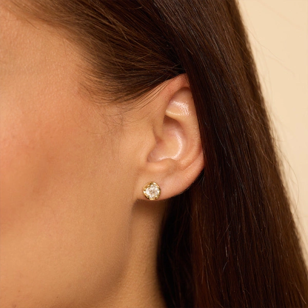 Jennifer Meyer Medium Illusion Set Diamond Studs in 18K Yellow Gold | Fine Earrings | Coveti