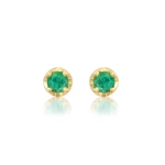 Jennifer Meyer Medium Illusion Set Emerald Studs in 18K Yellow Gold | Fine Earrings | Coveti