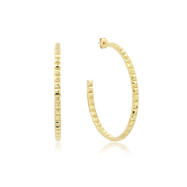 Jennifer Meyer Medium Square Hoops in 18K Yellow Gold | Fine Earrings | Coveti