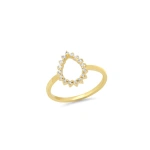 Jennifer Meyer Mini 3 Prong Diamond Open Teardrop Ring in 18K Yellow Gold | Fine Rings | Coveti