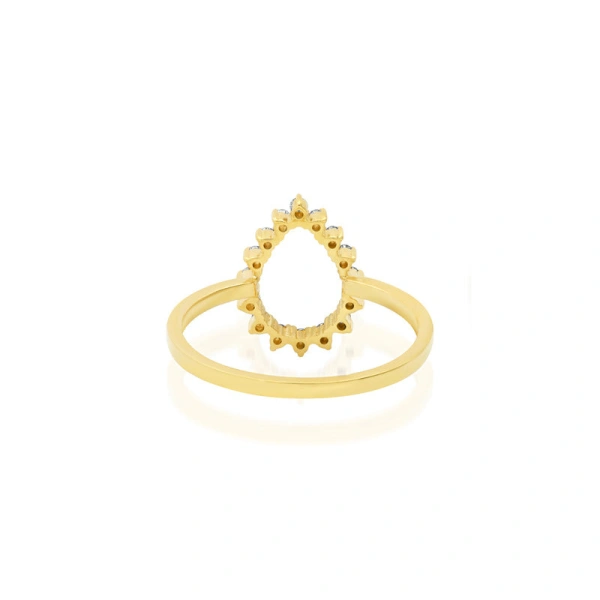 Jennifer Meyer Mini 3 Prong Diamond Open Teardrop Ring in 18K Yellow Gold | Fine Rings | Coveti