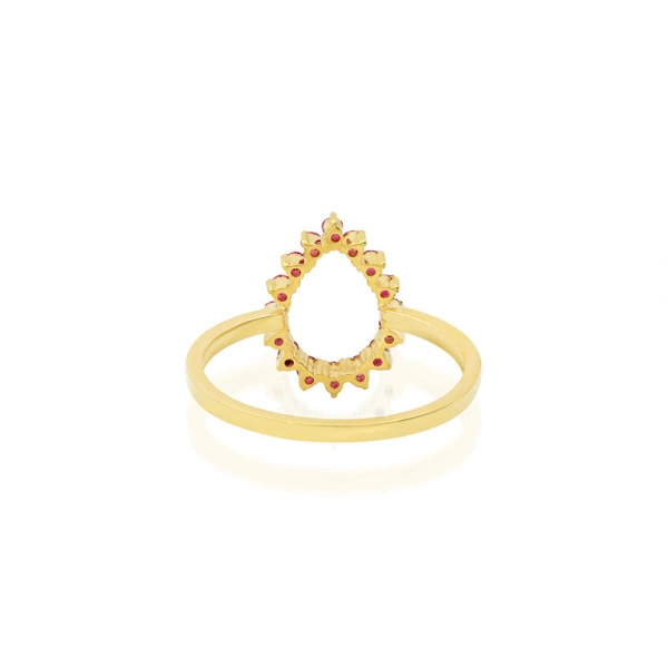 Jennifer Meyer Mini 3 Prong Pink Sapphire Open Teardrop Ring in 18K Yellow Gold | Fine Rings | Coveti