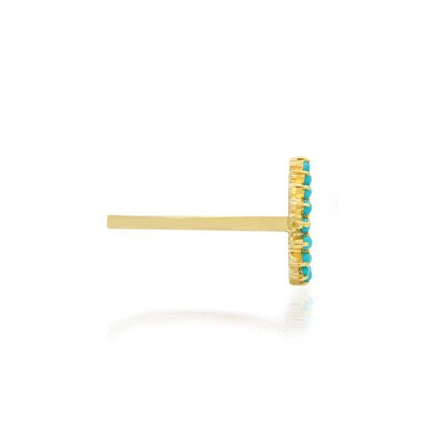 Jennifer Meyer Mini 3 Prong Turquoise Open Teardrop Ring in 18K Yellow Gold | Fine Rings | Coveti