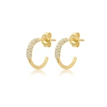 Jennifer Meyer Mini 3 Sided Diamond Hoops in 18K Yellow Gold | Fine Earrings | Coveti