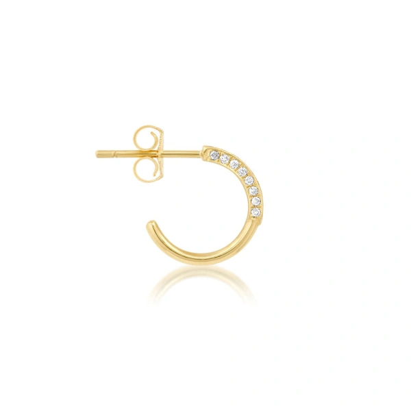 Jennifer Meyer Mini 3 Sided Diamond Hoops in 18K Yellow Gold | Fine Earrings | Coveti