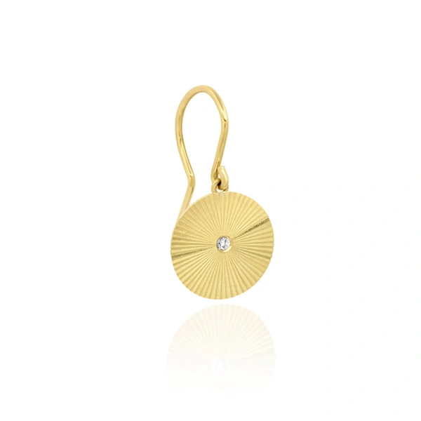 Jennifer Meyer Mini 70's Disc Drop Earrings in 18K Yellow Gold | Fine Earrings | Coveti