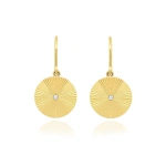 Jennifer Meyer Mini 70's Disc Drop Earrings in 18K Yellow Gold | Fine Earrings | Coveti