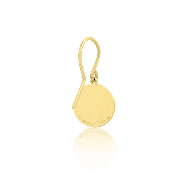 Jennifer Meyer Mini 70's Disc Drop Earrings in 18K Yellow Gold | Fine Earrings | Coveti