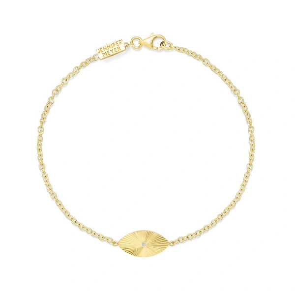 Jennifer Meyer Mini 70's Evil Eye Bracelet in 18K Yellow Gold | Fine Bracelets | Coveti