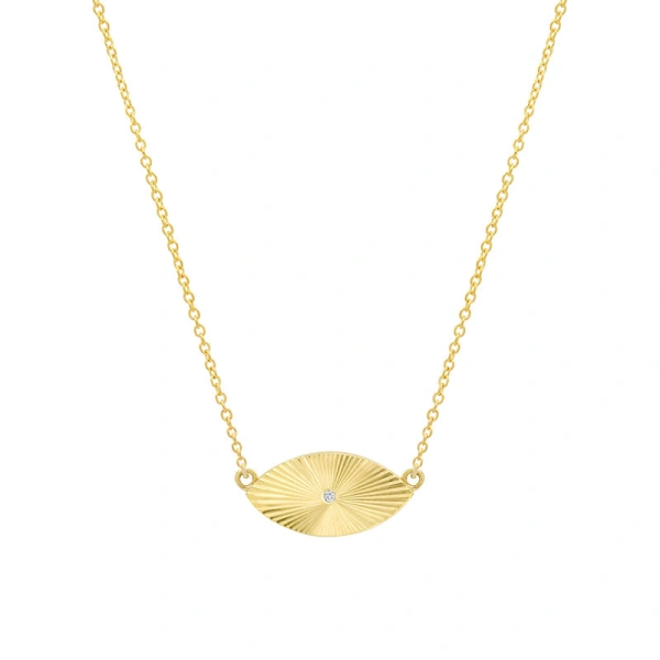 Jennifer Meyer Mini 70's Evil Eye Necklace in 18K Yellow Gold | Fine Necklaces | Coveti