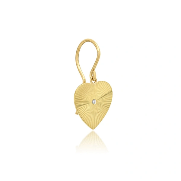 Jennifer Meyer Mini 70's Heart Drop Earrings in 18K Yellow Gold | Fine Earrings | Coveti