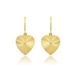 Jennifer Meyer Mini 70's Heart Drop Earrings in 18K Yellow Gold | Fine Earrings | Coveti
