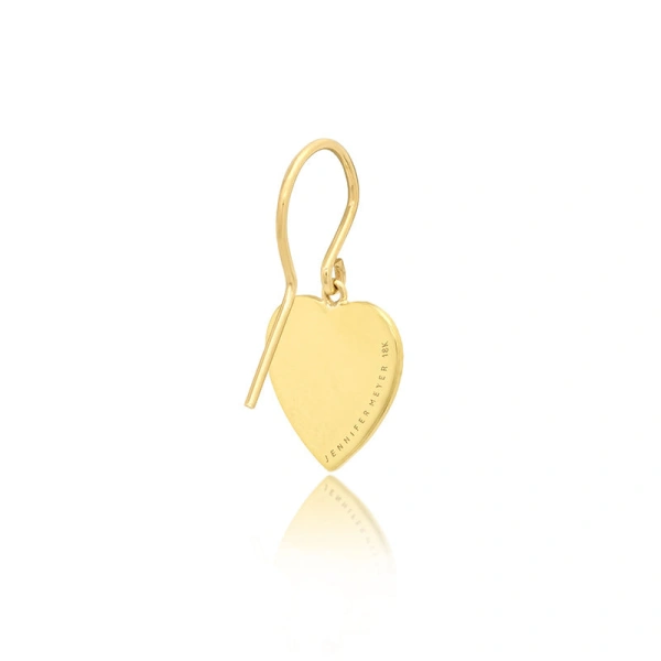 Jennifer Meyer Mini 70's Heart Drop Earrings in 18K Yellow Gold | Fine Earrings | Coveti
