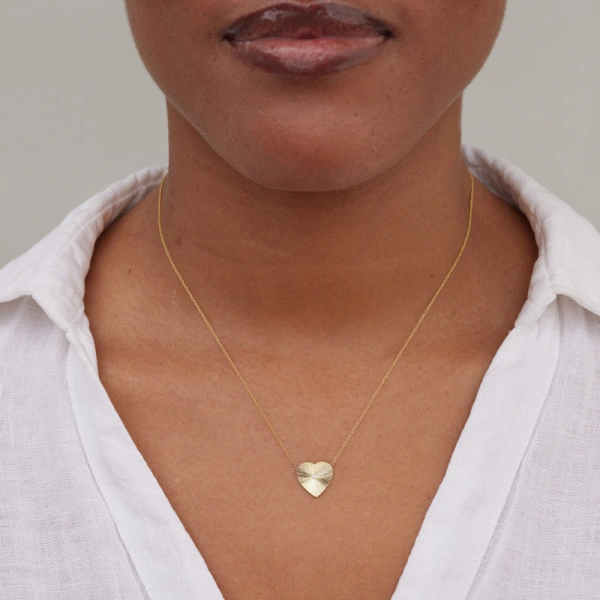 Jennifer Meyer Mini 70's Heart Necklace With Diamond Accent in 18K Yellow Gold | Fine Necklaces | Coveti