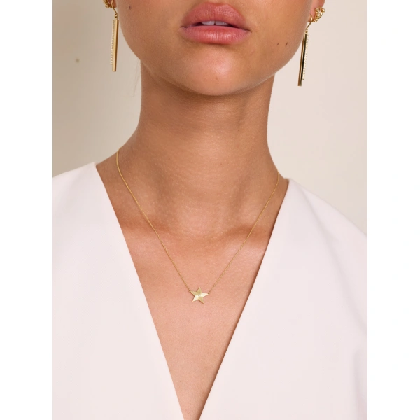 Jennifer Meyer Mini 70's Star Necklace in 18K Yellow Gold | Fine Necklaces | Coveti
