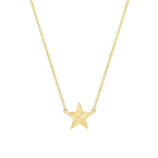 Jennifer Meyer Mini 70's Star Necklace in 18K Yellow Gold | Fine Necklaces | Coveti