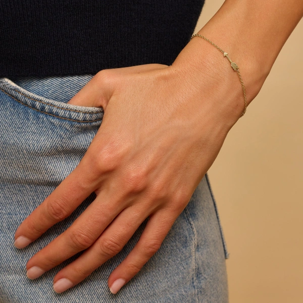 Jennifer Meyer Mini Arrow Bracelet in 18K Yellow Gold | Fine Bracelets | Coveti