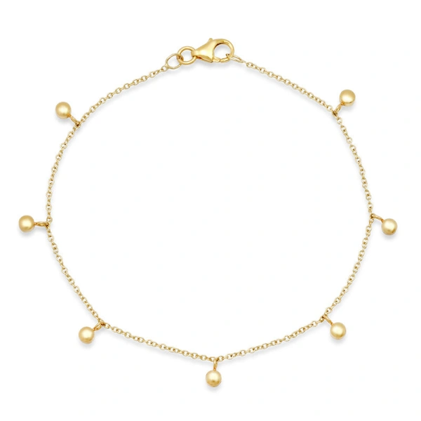 Jennifer Meyer Mini Bezel Dangle Bracelet in 18K Yellow Gold | Fine Bracelets | Coveti