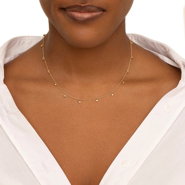 Jennifer Meyer Mini Bezel Dangle By The Inch Necklace in 18K Yellow Gold | Fine Necklaces | Coveti