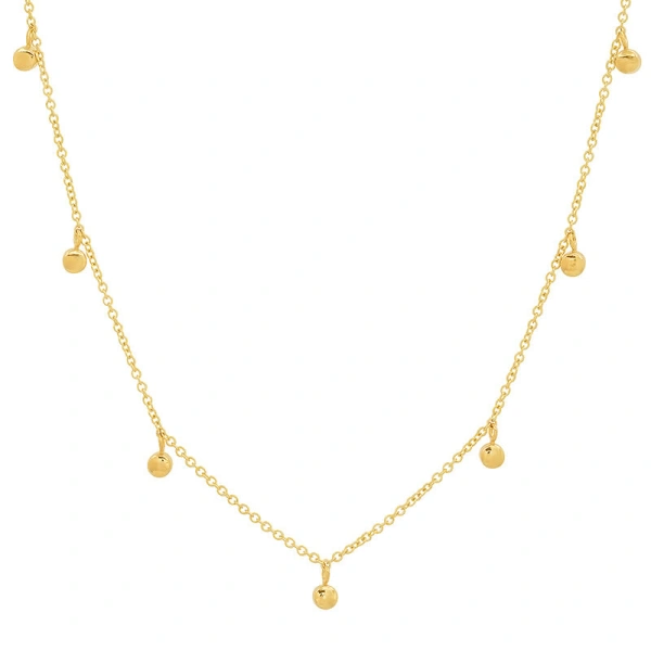 Jennifer Meyer Mini Bezel Dangle By The Inch Necklace in 18K Yellow Gold | Fine Necklaces | Coveti