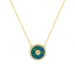 Jennifer Meyer Mini Blue Boulder Opal and Diamond Inlay Evil Eye Necklace in 18K Yellow Gold | Fine Necklaces | Coveti