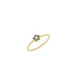 Jennifer Meyer Mini Blue Sapphire Flower Ring with Diamond Center in 18K Yellow Gold | Fine Rings | Coveti