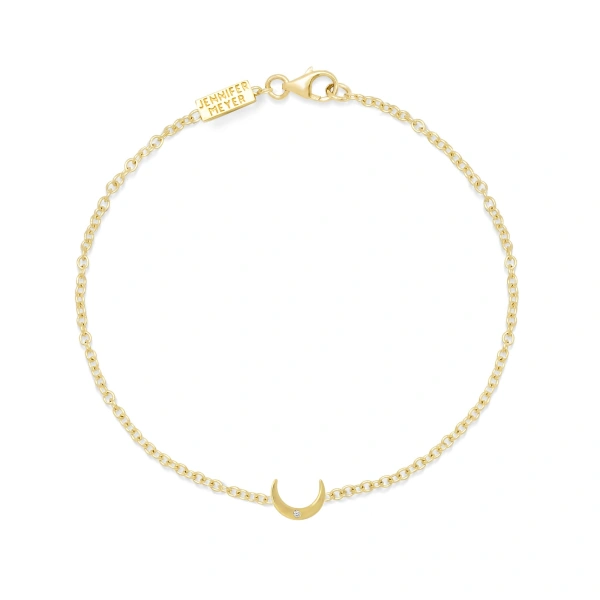Jennifer Meyer Mini Carson Moon Bracelet in 18K Yellow Gold | Fine Bracelets | Coveti
