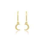 Jennifer Meyer Mini Carson Moon Drop Earrings in 18K Yellow Gold | Fine Earrings | Coveti