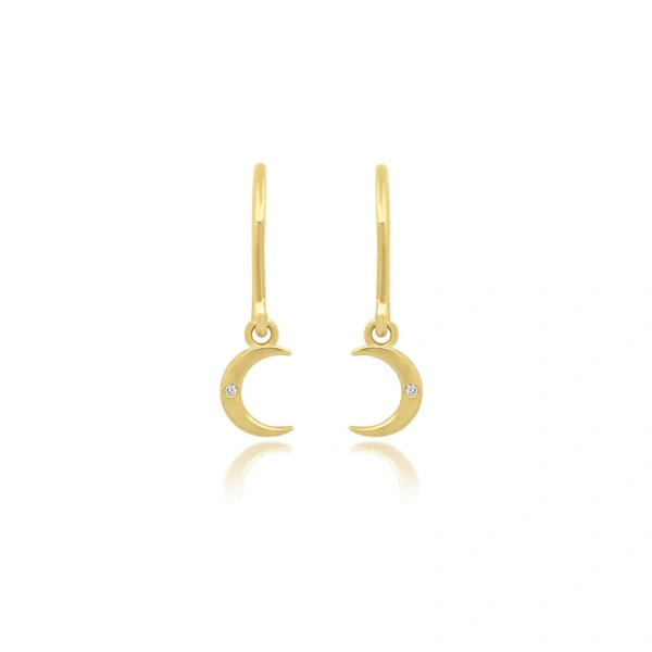 Jennifer Meyer Mini Carson Moon Drop Earrings in 18K Yellow Gold | Fine Earrings | Coveti