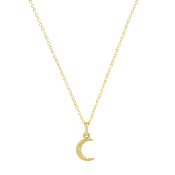 Jennifer Meyer Mini Carson Moon Necklace in 18K Yellow Gold | Fine Necklaces | Coveti