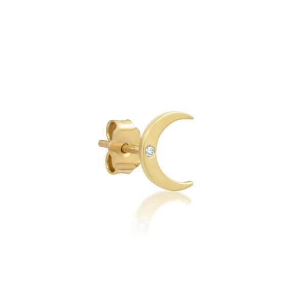 Jennifer Meyer Mini Carson Moon Studs in 18K Yellow Gold | Fine Earrings | Coveti