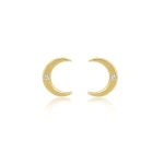 Jennifer Meyer Mini Carson Moon Studs in 18K Yellow Gold | Fine Earrings | Coveti