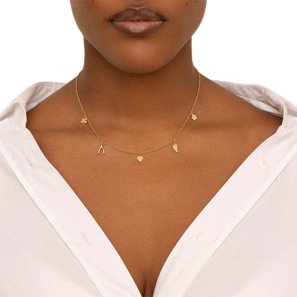 Jennifer Meyer Mini Charm Necklace in 18K Yellow Gold | Fine Necklaces | Coveti
