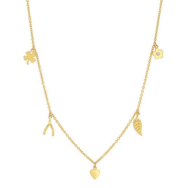Mini Charm Necklace in 18K Yellow Gold