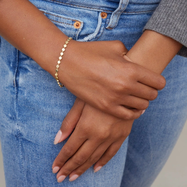 Jennifer Meyer Mini Circle Link Bracelet in 18K Yellow Gold | Fine Bracelets | Coveti