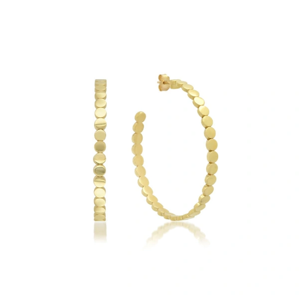 Jennifer Meyer Mini Circle Link Medium Hoops in 18K Yellow Gold | Fine Earrings | Coveti