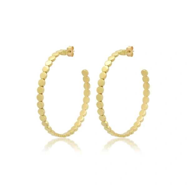 Jennifer Meyer Mini Circle Link Medium Hoops in 18K Yellow Gold | Fine Earrings | Coveti