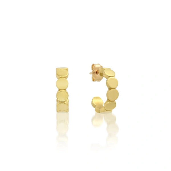 Jennifer Meyer Mini Circle Link Mini Hoops in 18K Yellow Gold | Fine Earrings | Coveti