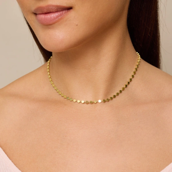 Jennifer Meyer Mini Circle Link Necklace in 18K Yellow Gold | Fine Necklaces | Coveti