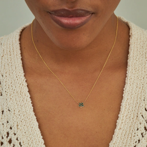 Jennifer Meyer Mini Clover Necklace in 18K Yellow Gold | Fine Necklaces | Coveti