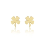 Jennifer Meyer Mini Clover Studs in 18K Yellow Gold | Fine Earrings | Coveti