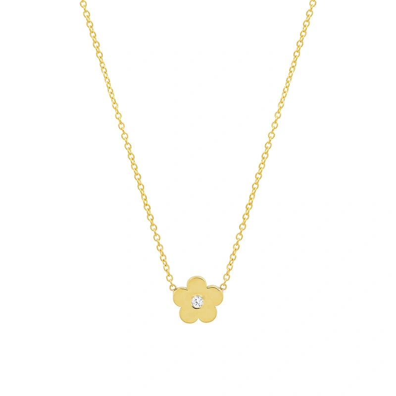 Jennifer Meyer Mini Daisy Necklace with Diamond Center in 18K Yellow Gold Jennifer Meyer Mini Daisy Necklace with Diamond Center in 18K Yellow Gold | Fine Necklaces | Coveti